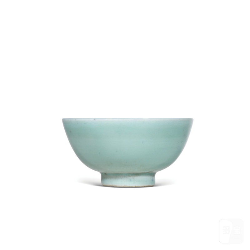 清雍正外粉青釉内青花双龙赶珠纹小杯